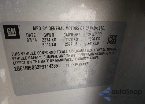 2015 Cadillac Xts Luxury z USA, uszkodzony, nr VIN 2G61M5S32F9114385